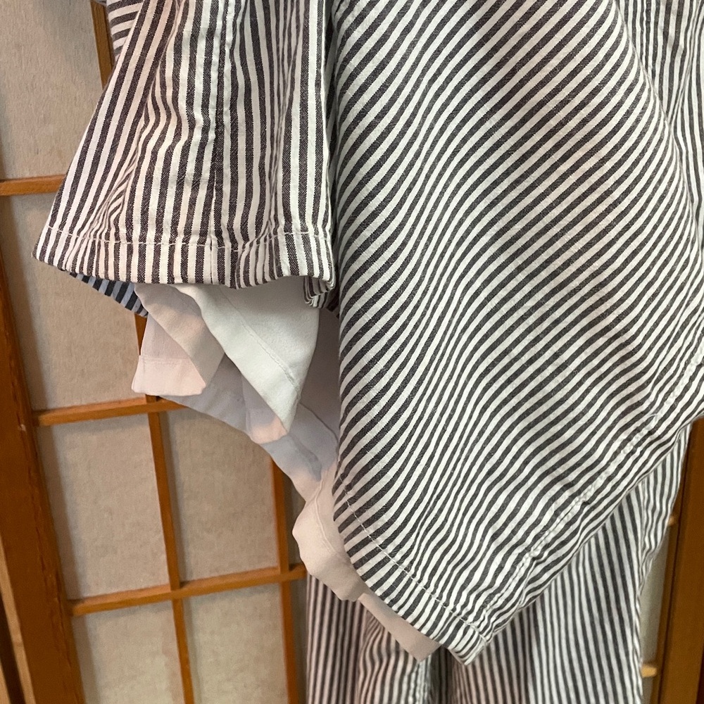American Eagle Black Striped High Neck Smocked Jumpsuit S - Picture 7 of 17